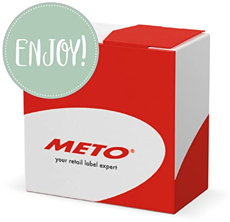 Meto Promotion Etiketten in Spendbox (50mm rund, Pastel-Grün, permanent klebend, 500 Enjoy Aufkleber pro Etikettenrolle)