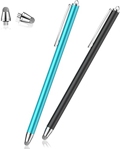 Mixoo Stylus Pens for Touch Screens, 2-Pack High Sensitivity Tablet Pen with 2 Replacement Tips, Universal Capacitive Stylus Pen for iPad, iPhone, Samsung Galaxy, Huawei, Xiaomi