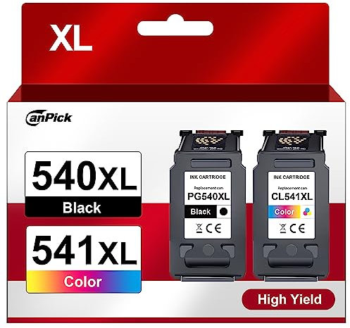 CanPick 540XL 541XL Multipack Ersatz für Canon Druckerpatronen 540 541 XL Schwarz Color PG 540 PG-540 CL 541 für Canon Pixma TS5150 MG3600 MG3650S MG3650 MG4250 MX475 TS5100 MG3150 MG3500 MG4200 MX535