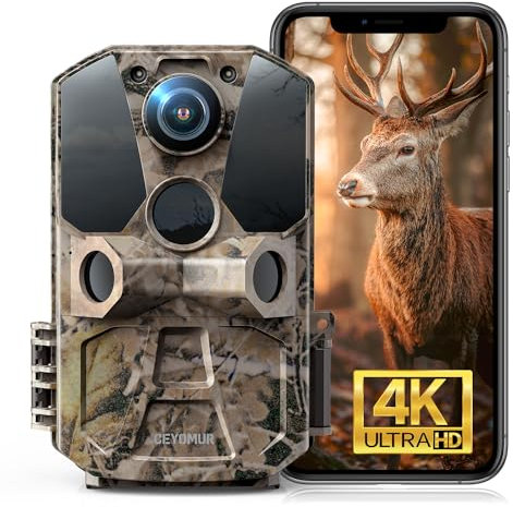 CEYOMUR Caméra 4K 30fps 40MP WiFi Bluetooth avec Vision Nocturne et détection de Mouvement 120° étanche IP66 pour la Surveillance de la Faune