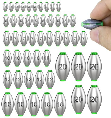 Fischen Dropshot Blei Sinker Kit,50 Stück Fishing Blei Angeln Angelblei Angelzubehör,Angelblei Grundblei Gewichte Angeln Karpfenblei Angel Zubehör für Das Angeln im Freien,3g/5g/7g/10g/12g/15g/20g