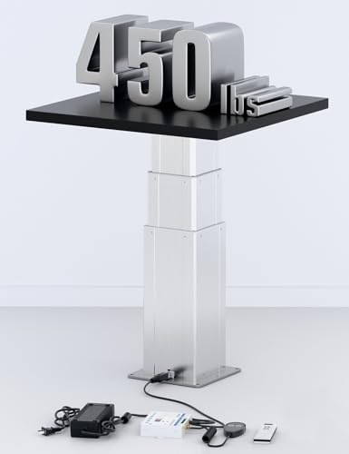 DIHOOL Electric Lift Table, Motorized Lifting Column, Heavy Duty 450Lbs, 14.6 to 30.1 Height Adjustable Table Leg, RV Telescoping Lifting Platform, Wireless Remote & APP Control