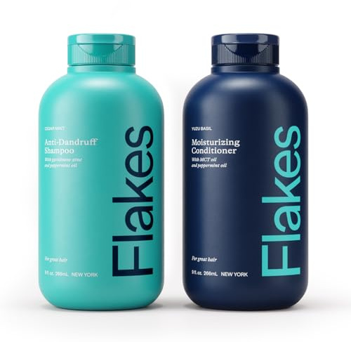 Flakes Anti Dandruff Shampoo and Conditioner Set | Dry, Flaky, & Itchy Scalp Shampoo | Sulfate & Paraben Free for Healthy Hair | Hydrating Shampoo and Moisturizing Conditioner for Scalp Care | 9 fl oz