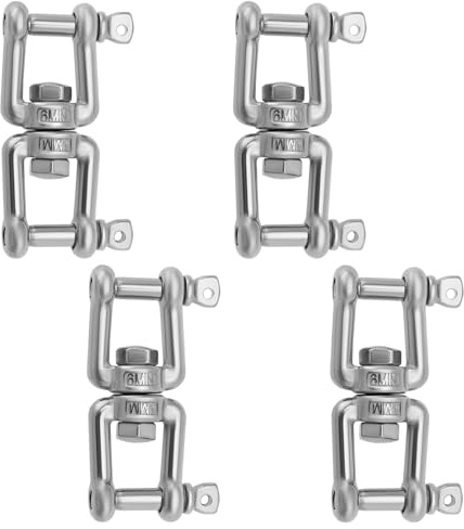 ECSiNG 4 Pièces 316 Acier Inoxydable Pivotant Double Manille M6x67mm Double Mâchoire Manille Mâchoire Connecteur Ancrage Jardin Cour Bateau Et Utilisation Extérieure