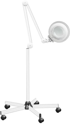 LED förstoringsglas lampa 5 dioptrier lupp mobil lupplampa skrivbord arbet med rullstativ för läsning hobbyer hantverk seniorer