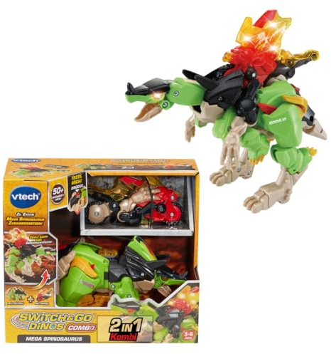 Vtech Switch and Go Dinos - Combo Mega Spinosaurus – 2-in-1 Dino-Motorrad-Transformer mit Sound-, Licht- und Spracheffekten – Für Kinder von 3-8 Jahren