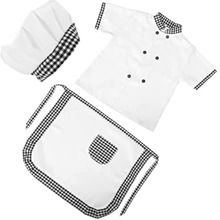 SAFIGLE 1 Juego cocinero de pequeños gorro cocinero gorro chef delantales personalizados delantal de juego de rol de hornear delantal disfraz de cocinero