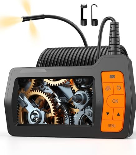 TURNRISE Endoscope Inspection Camera Triple Lens Borescope 5'' IPS Screen 16.5FT Inspection Cameras with 8 LED Light Endoscope Camera IP67 Probe Cameras mit 32GB TF Card for Car Repair Wall Inspection