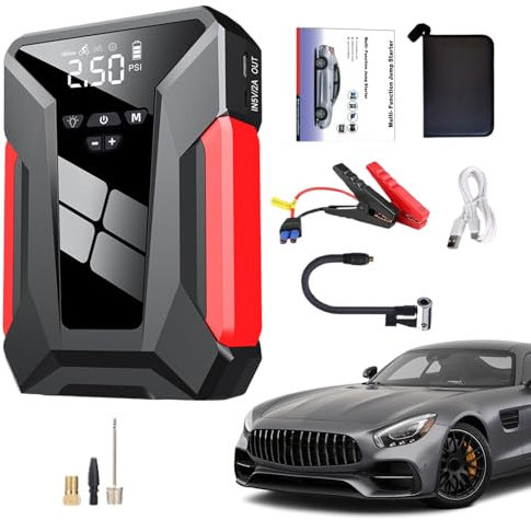 Ayuda De Arranque Para Baterías De Coche - Paquete Portátil Booster | Pilación De Ayuda De Arranque De Batería Automática Portátil | Compresso De Aire Multifuncional De Recolección Larga |