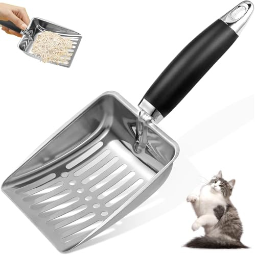 DILUSILK Stainless Steel Cat Litter Scoop - Metal Medium Cat Litter Scoop - Sturdy Mesh Scooper - Easy to Clean - Suitable for Cat Litter Box