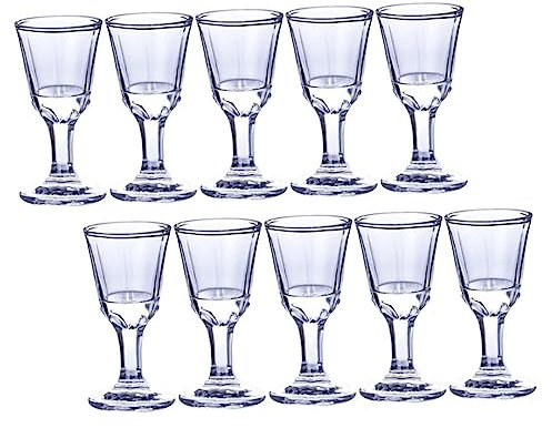 Gatuida Copa de de Vidrio 10Ml 10 Piezas Transparente para Fiestas Bodas y Picnics Diseño Elegante