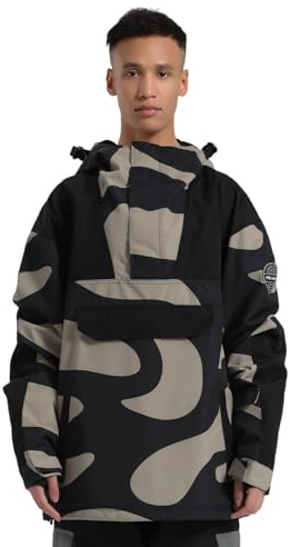 GSOU SNOW Hombres Mujeres Chaqueta de Esquí Holgados Chaqueta de Snowboard Baggy Chaqueta de Nieve Oversize - Multibolsillos Impermeable Antiviento Transpirable Térmico con Capucha