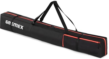 GREMEX Funda de esquí de 160 cm – Bolsa de esquí impermeable para 1 par con bolsillo accesorio – Práctico, ideal para transporte y viajes a la montaña