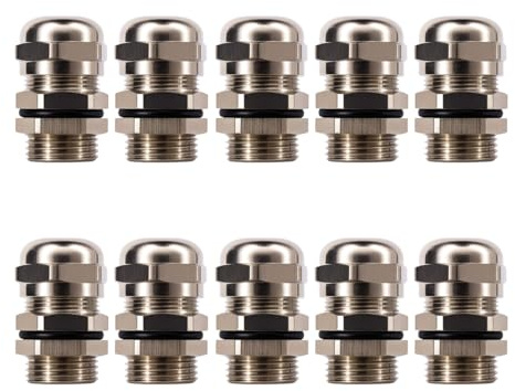 Gebildet Metall Kabelgenomföring, PG7 Vattentät Justerbar 3-6.5mm Kabel Genomförings Joint med Packningar, M12 × 1.5 Kabelkontakt, Kabelskydd