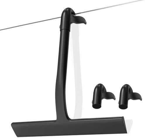 Duschabzieher Schwarz, mit einem abnehmbaren Haken ausgestattet, Silikon Duschabzieher für Dusche Badezimmer Fenster Glas Fensterabzieher Badabzieher