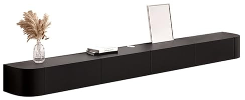 Moderno supporto TV a parete con cassetti e ante spazioso centro di intrattenimento per soggiorno mensole regolabili nero media console 200x24x20 cm