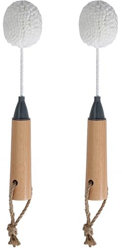 Wine Glass Cleaner Set of 2 Non-Scratch Bristle Water Bottle Cleaning Brush with Wooden Handle Safe for Crystal, Champagne Flutes, And Stemware Kitchen