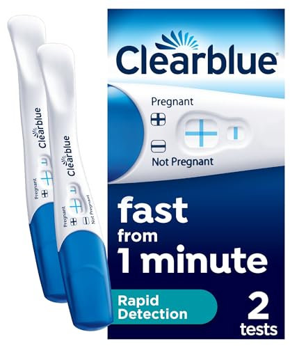 Clearblue Pregnancy Test, Rapid Detection, Result As Fast As 1 Minute, Kit of 2 Tests, Easy At Home Pregnancy Test, Packaging May Vary