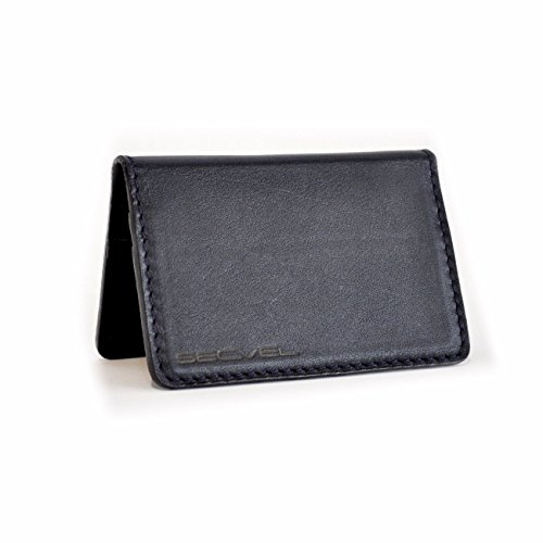 Custodia a 4 carte in pelle brevettata | RFID NFC e blocco del campo magnetico | Protezione della carta e organizer per carte di credito, carte di debito, carte d'identità | Protezione dei dati al 100% verificata da CTC/advanced (membro del gruppo RW TÜV) | Blu