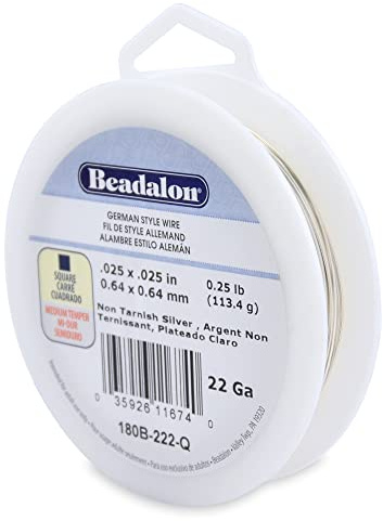 Beadalon German Style Wrapping Wire, Square, Silver Plated, 22 Gauge, 86 ft