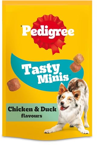 Pedigree Tasty Minis – hundgodis, tuggkuber med kyckling och anka smak – träningsgodis, förpackning med 8 (8 x 130 g)