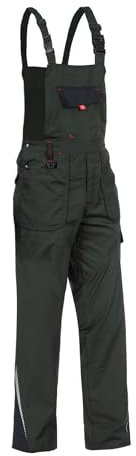 Prisma Salopette De Travail Homme - Salopette Homme Ripstop Légère Et Résistante Avec Poches Latérales, Arrière, Cargo Et Poitrine - Taille Et Bretelles Élastiques - Olive verte EU50