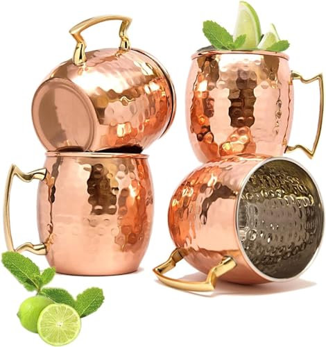 Taza Moscow Mule de Zap Impex® revestida con níquel, hecha a mano, de cobre puro martilleado (4)