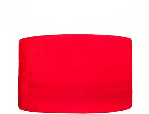 FRANKERS Men’s 4-pleat Poly Satin Solid Color Adjustable Cummerbund, Multiple Color Available