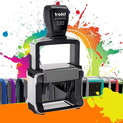 Trodat Metal Line 5203 - Tampon Encreur Professionnel Automatique 6 lignes À Personnaliser - Empreinte 49 X 28 mm Offerte
