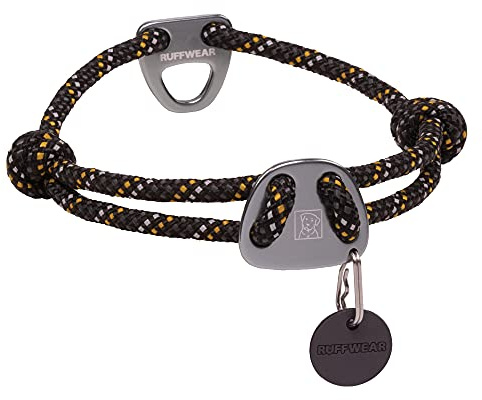 RUFFWEAR Knot-a-Collar, Reflective Adjustable Rope Dog Collar, 20-26, Obsidian Black