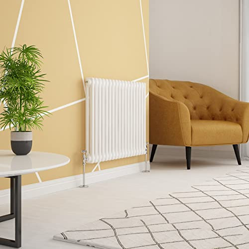 Warmehaus Traditional Radiator Double Column White Horizontal Cast Iron Style Central Heating Radiator -600 x 830mm