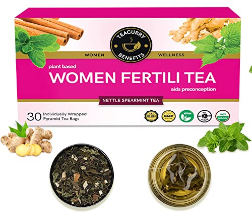 Teacurry Women Fertility Tea - 1 Month, 30 Teabags - Helps to Boost Natural Fertility, Improve Hormonal Imbalance, Preconception Support - Women Fertili Tea