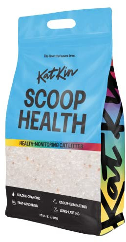 KatKin Scoop Health Litter (2.7kg/6.7L bag): Health-Monitoring Colour-Changing Cat Litter Made With Odour-Eliminating, Fast-Absorbing, Long-Lasting Silica Crystals – For Kitten and Cat Litter Trays