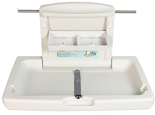 Concise Home Commercial Baby Changing Unit Wall Mounted with Safety Strap, Horizontal Foldable Diaper Station for Home Nursery, Restaurant & Bathroom - Heavy-Duty 50kg Capacity, Easy-Clean Surface