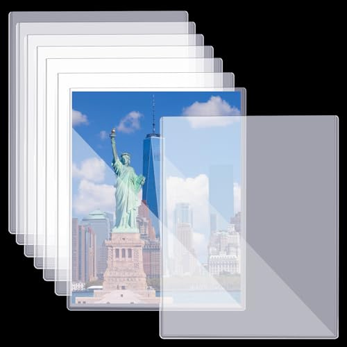 8 1/2 x 11 Rigid Print Protectors Clear Sheet Protectors Hard Plastic Paper Page Magazine Protectors for Collectors Rigid Top Loaders Document Holder Birth Certificate Protector (8)