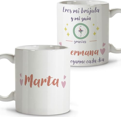 LolaPix Regalo para mi hermana. Taza personalizada. Tazas originales para regalar. Regalo hermana. Regalos para hermanas. Taza cerámica 330 ml.