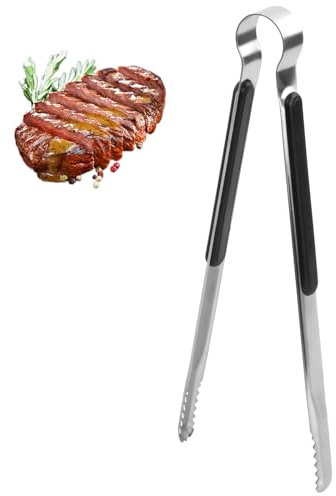 Pinze Cucina Acciaio Inox, 25.5CM Pinze da Barbecue Lunghe, Pinze per Barbecue con Manico Antiscivolo, Pinze da Cucina per Carne, Pinze Barbecue Professionali per Cucinare, Grigliare, Barbecue, Buffet