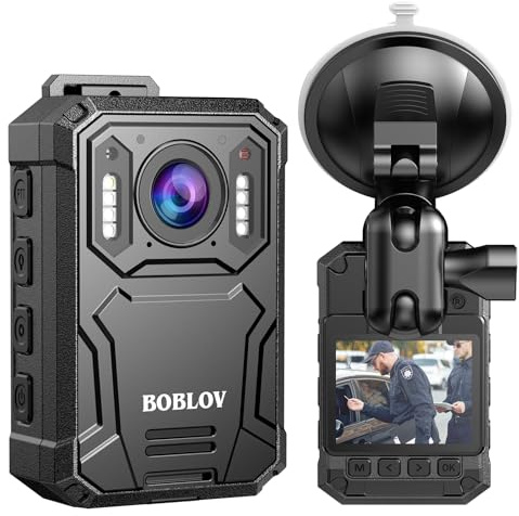 BOBLOV KJ23PRO 2K-Körperkamera, integrierte 128 GB Body Cams mit Nachtsicht, 4000-mAh-Akku für 15 Stunden kontinuierliche Aufnahme, IP66, für Strafverfolgung, Sicherheit