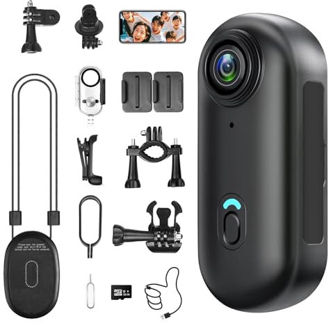 LXMIMI Wifi Action Cam, 170° Sportkamera Wifi HD 1080P Mini Sportkamera, Kleine Action Kamera, Fahrrad Video Kamera, Motorrad Helm Kamera mit Vielfältigem Zubehör für Reiten und Haustiere Spaziergänge