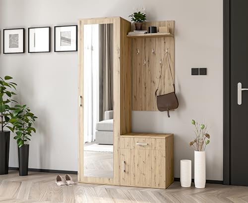 AX Living Ensemble vestiaire en chêne Magnola - 100 cm élégant et fonctionnel