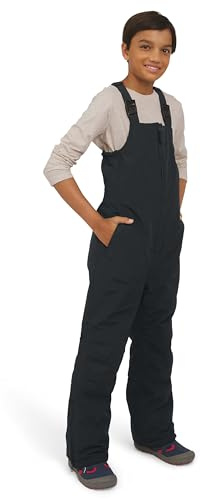 Lands' End Unisex Kids Squall Waterproof Adjustable Insulated Iron Knee Snow Bib Overalls, Black, 4