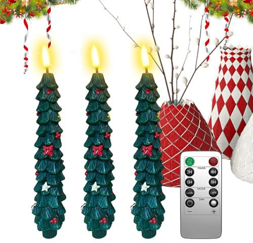 Bougies électriques de Noël | Bougie électrique LED pour sapin de Noël avec télécommande | Décoration romantique pour tables à manger, chambres à coucher, cheminées, rebords de fenêtre