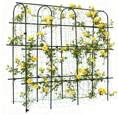TOROKOM - Enrejado de jardín de 6 x 6 pies para plantas trepadoras, enrejado de pepino de jardín con marco en U, enrejado grande para vegetales, frijoles y frutas, enrejado de cultivo de plantas de
