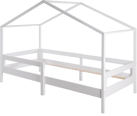 roba Hausbett-Set in Weiß, Kinderbett mit Lattenrost und Matratze, 207x97x148 cm, Komplett-Schlafset