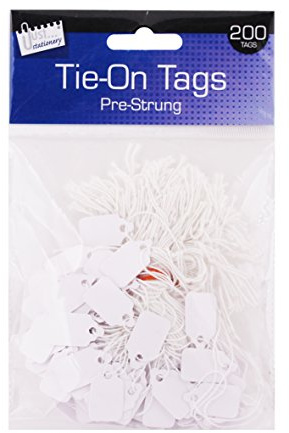 Just stationery 13 x 20 mm Pre Strung Tag (Pack of 200), White, 4257.0