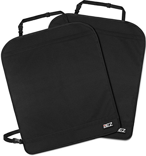 BEZ Rückenlehnenschutz Auto Kinder, Trittschutz [2 Stück], Rücksitzschoner Anti-Schmutzig, Wasserdichter Autositz Schoner, Rückenschutz Hochqualitatives 600D-Material, Schwarz