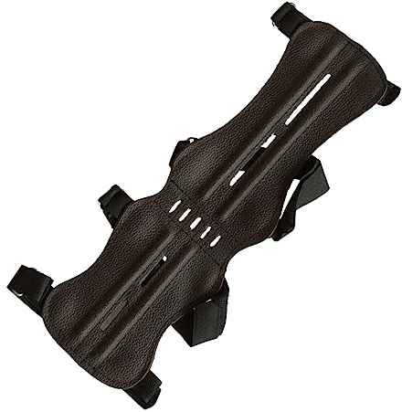 elToro Traditioneller Armschutz Mittel 28 cm – Glattleder dunkel - Leder Armschutz für Bogensport – Mit Verstärkungsschienen
