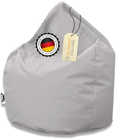 PATCH HOME Sitzsack Tropfenform - 3 Größen - 25 Farben XXL - Höhe 115cm, Durchmesser 95cm Grau