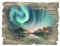 ARTland Wanddeko Bild aus Holz Holzbild vintage Deko 40x30 cm Querformat Natur Nordlicht Polarlicht Norwegen Berge Landschaft Türkis T9SZ