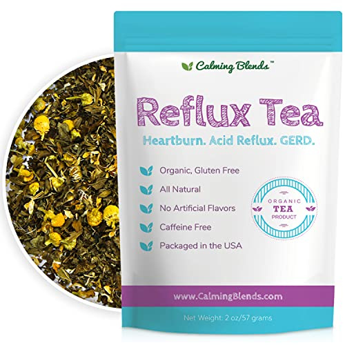 CALMING BLENDS Acid Reflux Loose Leaf Tea | Acid Reflux, Heartburn & Indigestion | Caffeine-Free | 36 Cups